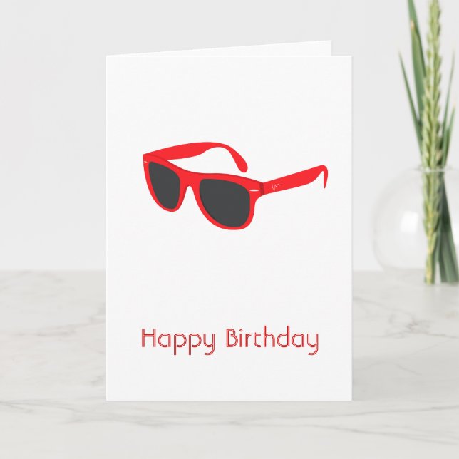 Red Sunglasses Happy Birthday Card (Front)