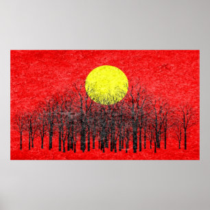 Red Sunset Abstract Painting #3 Poster