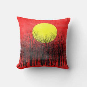 Red Sunset   Abstract Painting Cushion