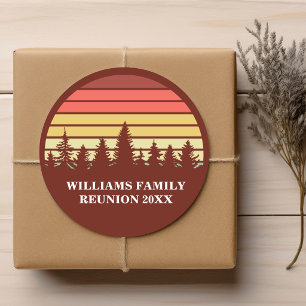Red Sunset Camping Trip Custom Family Reunion Classic Round Sticker