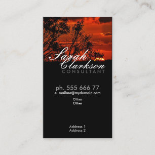 Red Sunset Horizon Vertical Business Card