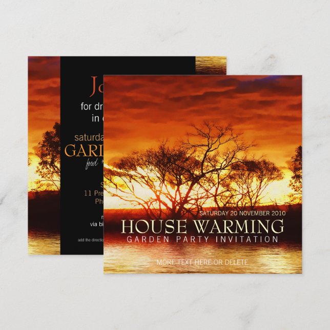 Red Sunset House Garden Party Invitation (Front/Back)