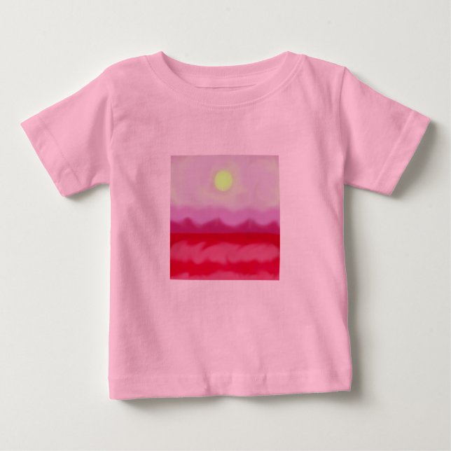 Red Sunset Ocean Baby T-Shirt (Front)