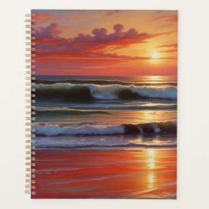 Red Sunset Ocean Seascape Painting Artwork Planner