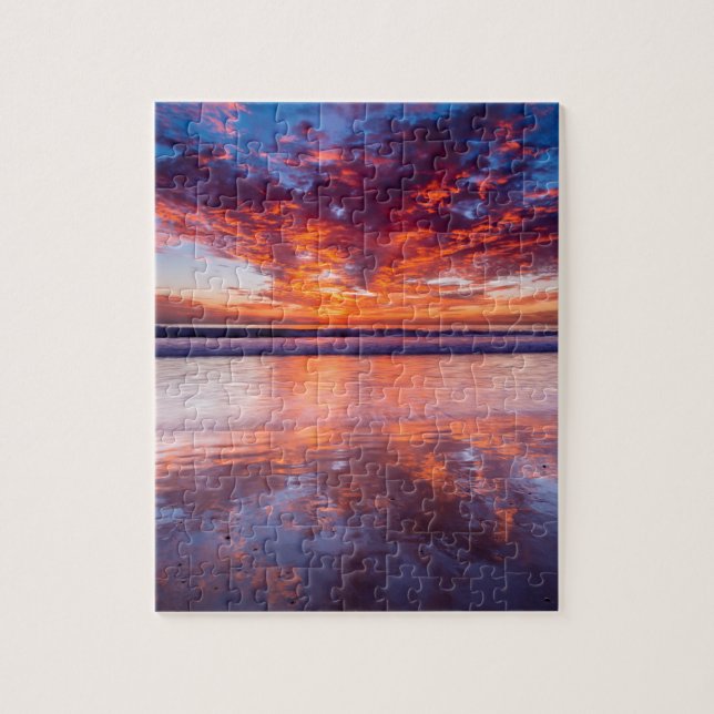 Red sunset over the sea, California Jigsaw Puzzle (Vertical)