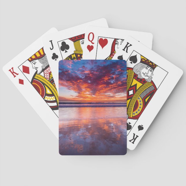 Red sunset over the sea, California Playing Cards (Back)