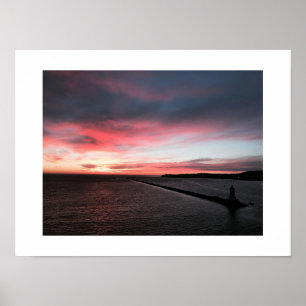 Red Sunset Pacific Sky Colour Photography Poster