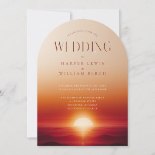 Red sunset wedding invitation