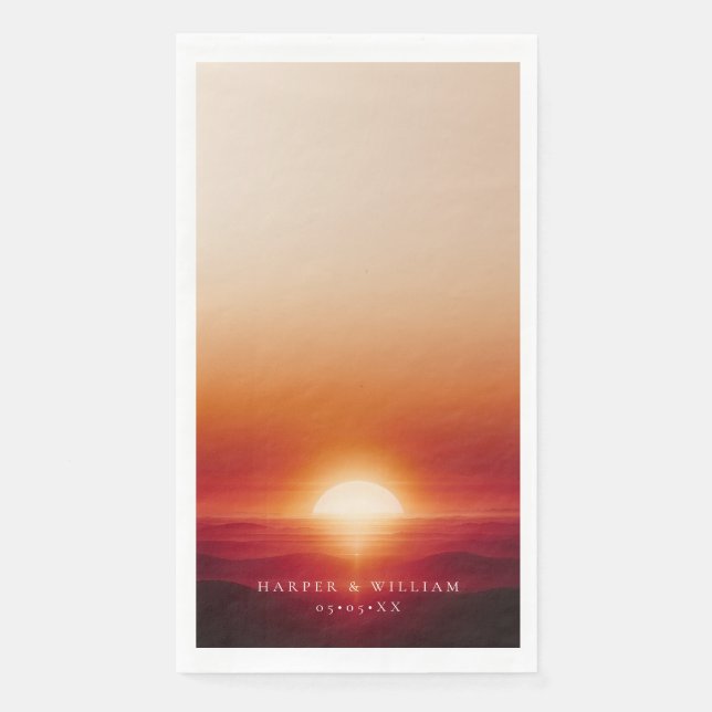 red sunset wedding napkin (Front)