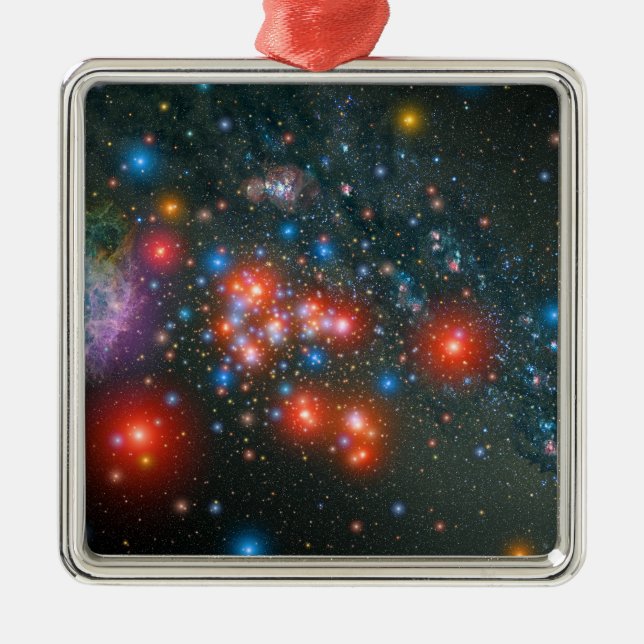 Red Super Giant Cluster Metal Tree Decoration (Front)