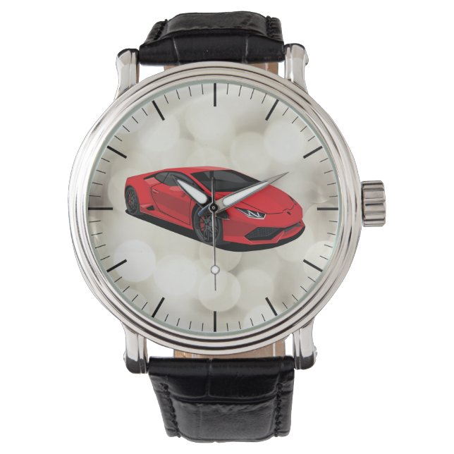 Red Supercar Wall Clock Watch (Front)