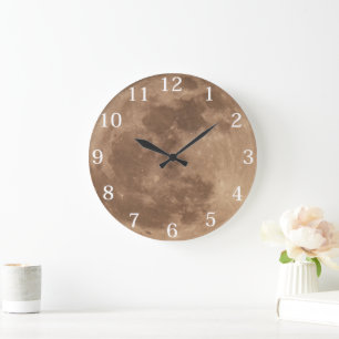 Red Supermoon Astrology Lunar Eclipse Full Moon Large Clock