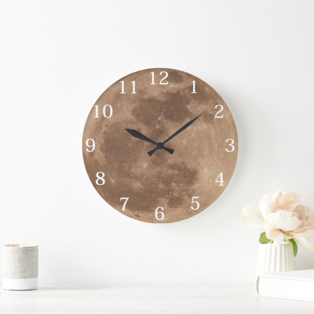Red Supermoon Astrology Lunar Eclipse Full Moon Large Clock (Home)