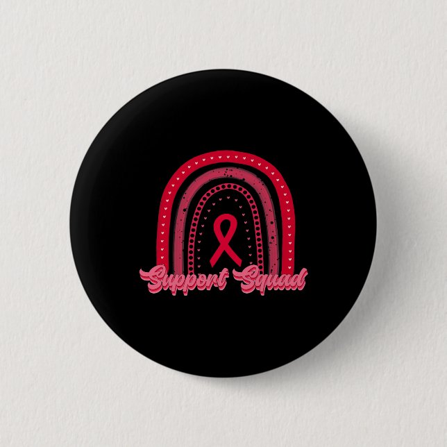 red support squad rainbow blood cancer awareness w 6 cm round badge (Front)