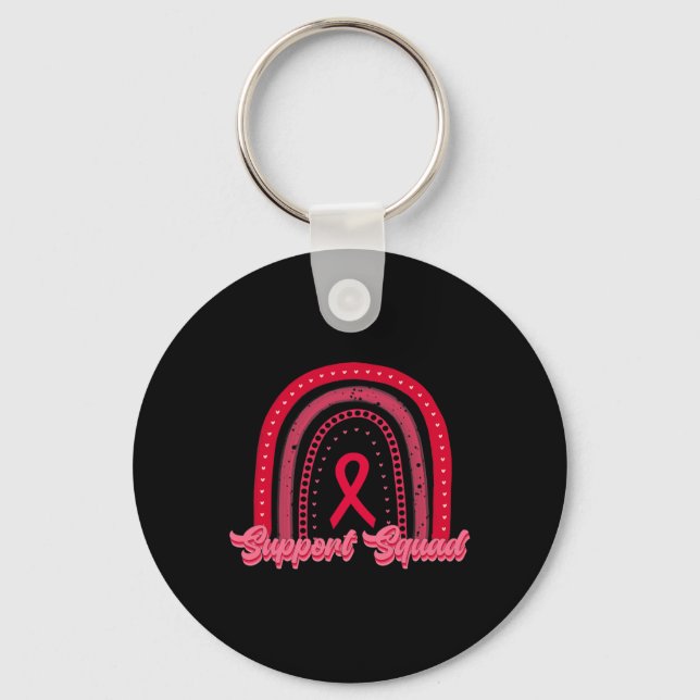 red support squad rainbow blood cancer awareness w key ring (Front)