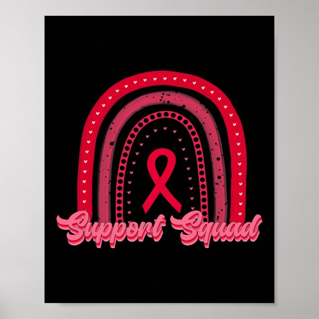 Red Support Squad Rainbow Blood Cancer Awareness W Poster (Front)