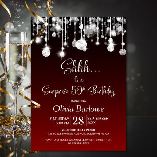 Red Surprise 50th Birthday Party Invitation
