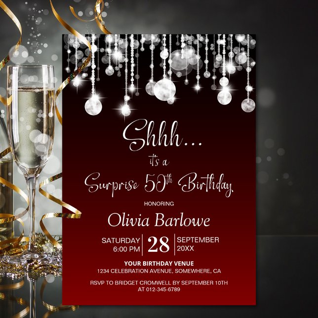 Red Surprise 50th Birthday Party Invitation (Creator Uploaded)