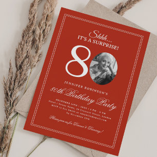 Red   Surprise 80th Birthday Party Invitation
