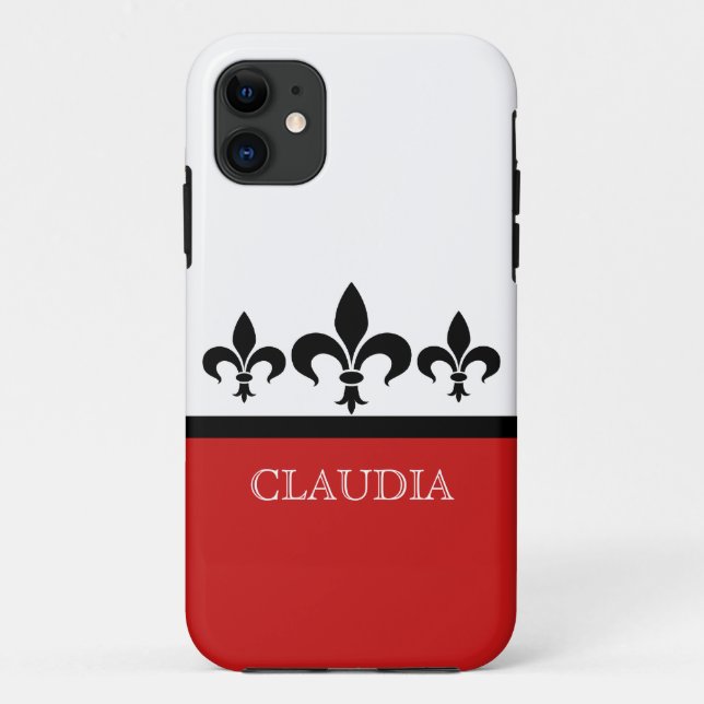 Red Swanky Fleur De Lis BT iPhone 5 Case (Back)