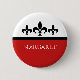 Red Swanky Fleur De Lis Button