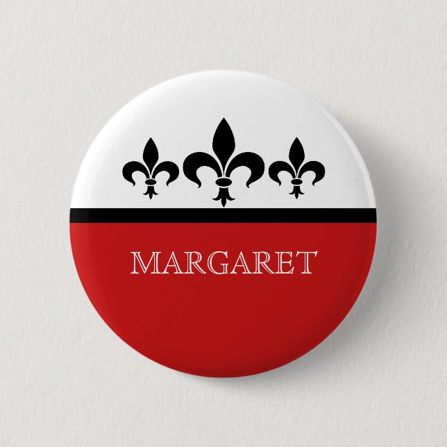 Red Swanky Fleur De Lis Button (Front)