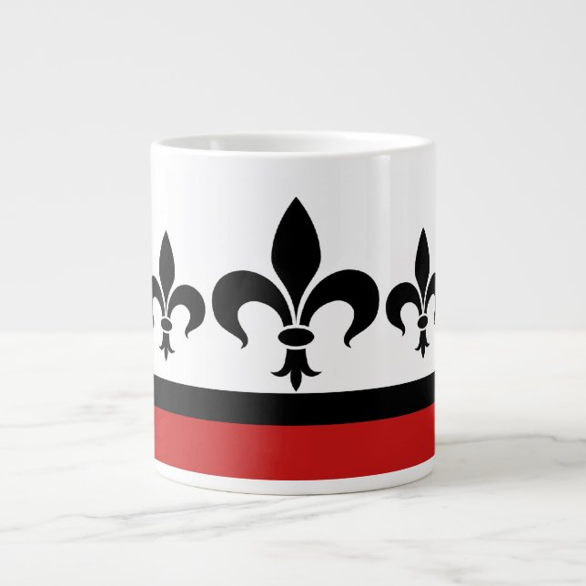 Red Swanky Fleur De Lis Jumbo Mug (Front)