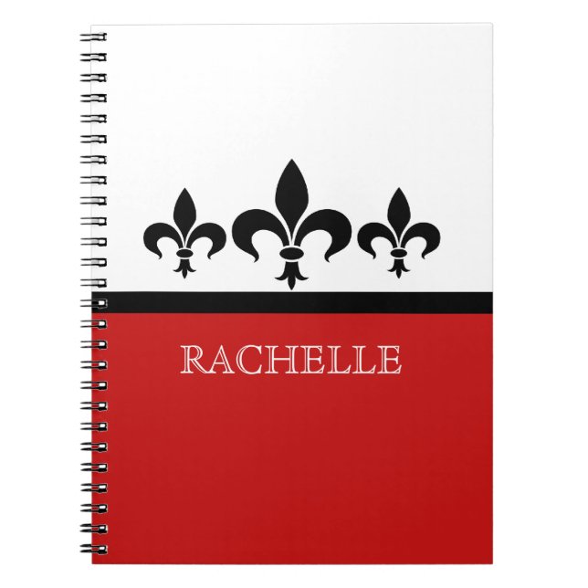 Red Swanky Fleur De Lis Notebook (Front)
