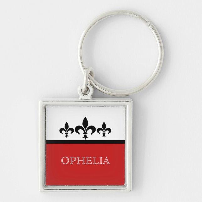 Red Swanky Fleur De Lis Premium Keychain (Front)