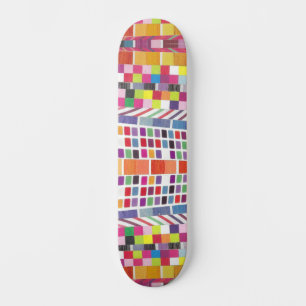 Red Swatches and Colourful Pixels Skateboard