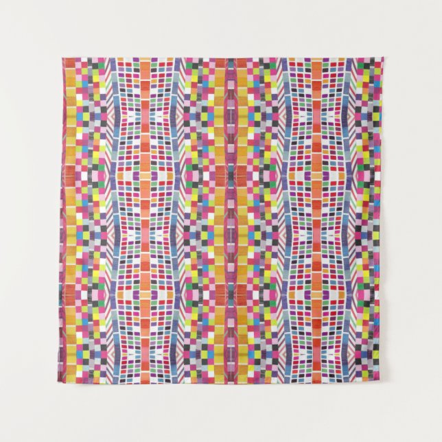 Red Swatches and Colourful Pixels Tapestry (Front)