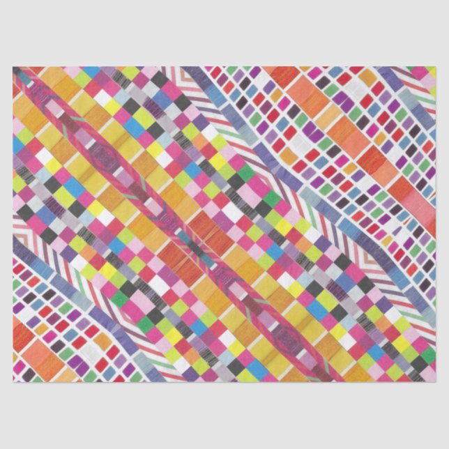 Red Swatches and Colourful Pixels Tissue Paper (Front)