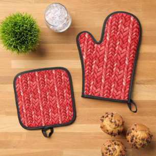 Red Sweater Bridal Shower Oven Mitt & Pot Holder Set