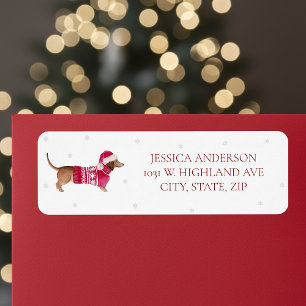 Red Sweater Watercolor Dachshund Return Address