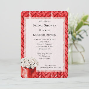 Red Sweater White Roses Bridal Shower  Invitation