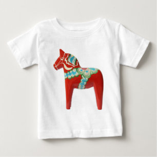 Red Swedish Dala Horse Baby T-Shirt