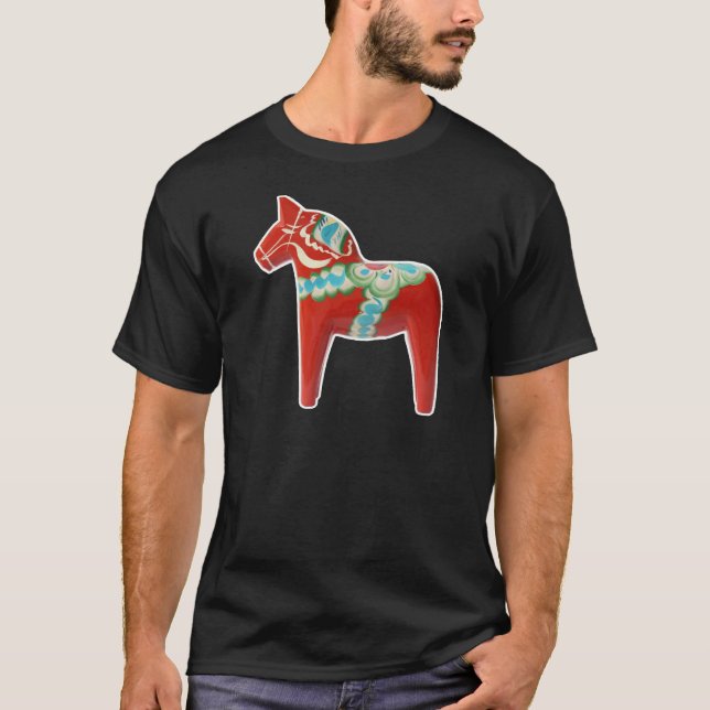 Red Swedish Dala Horse T-Shirt (Front)