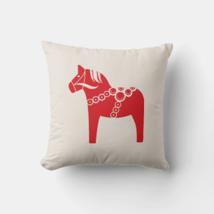 Red Swedish Horse Scandinavian Art Holiday Cushion