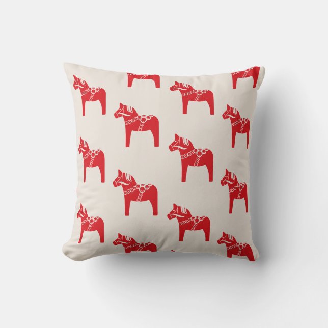 Red Swedish Horse Scandinavian Art Holiday Cushion (Front)