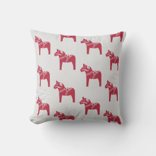 Red Swedish Horse Scandinavian Art Holiday Cushion