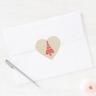 Red Swedish Tree Scandinavian Christmas Design Heart Sticker