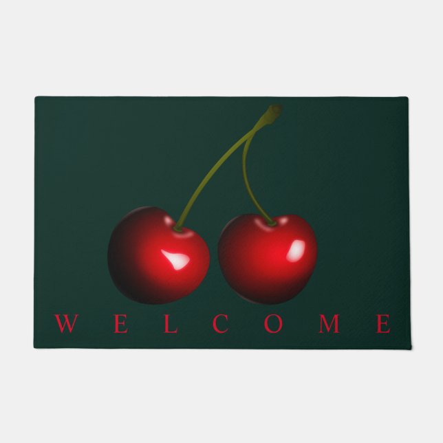 Red Sweet Cherries Doormat - Chose Colours (Front)
