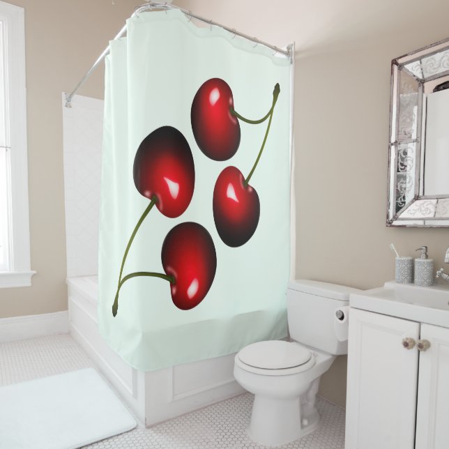 Red Sweet Cherries Shower Curtain (In Situ)