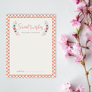 Red Sweet Floral Wishes For Baby Shower Card 