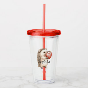 Red Sweet Heart Hedgehog Acrylic Tumbler