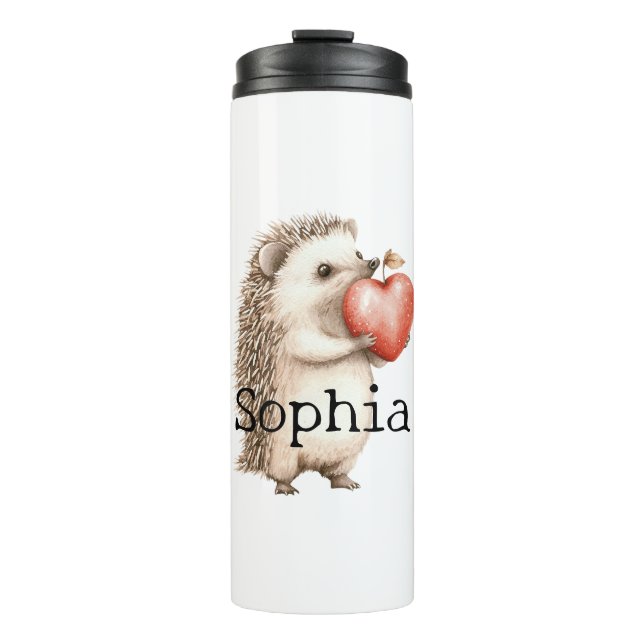 Red Sweet Heart Hedgehog   Thermal Tumbler (Front)