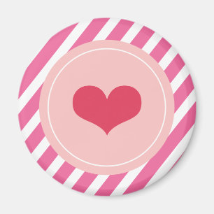 Red Sweet Heart Love Pink Stripes Valentine's Day  Magnet