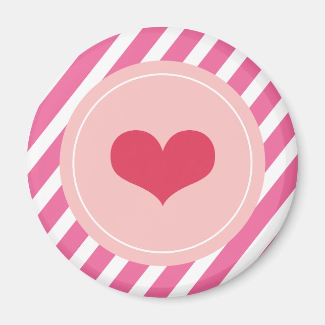 Red Sweet Heart Love Pink Stripes Valentine's Day  Magnet (Front)