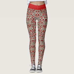 Red Sweet Hearts  Leggings