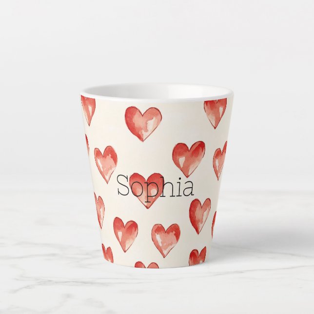 Red Sweet Hearts Valentine's Day Latte Mug (Front)